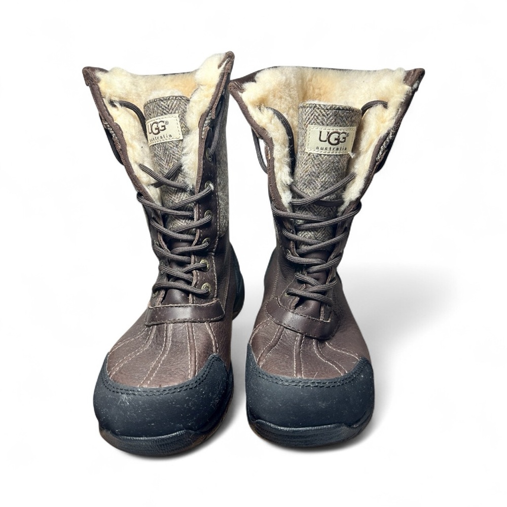 UGG Australia Adirondack Waterproof Leather Winter Boots Brown Men’s size 9.5 - Picture 2 of 12